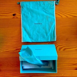 Tiffany Sunglasses Box 7x3.5x3” with Lens Cloth & Tiffany Wallet Dust Bag 7x8.5”